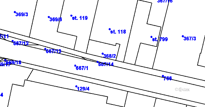 Parcela st. 368/2 v KÚ Slatiňany, Katastrální mapa