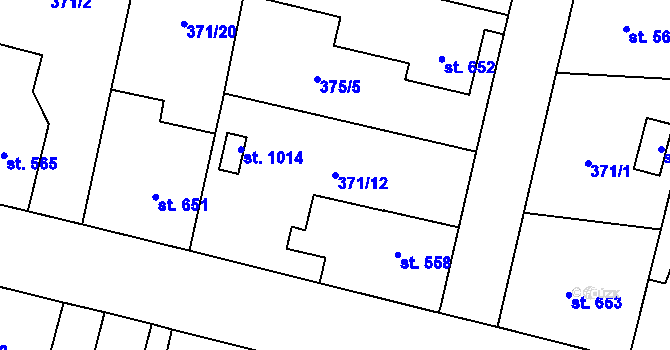 Parcela st. 371/12 v KÚ Slatiňany, Katastrální mapa
