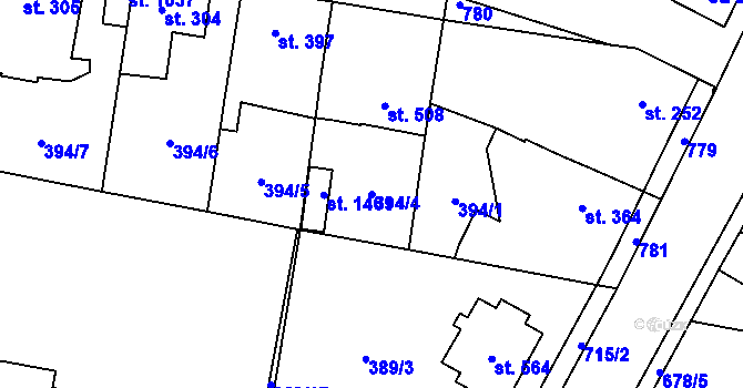 Parcela st. 394/4 v KÚ Slatiňany, Katastrální mapa