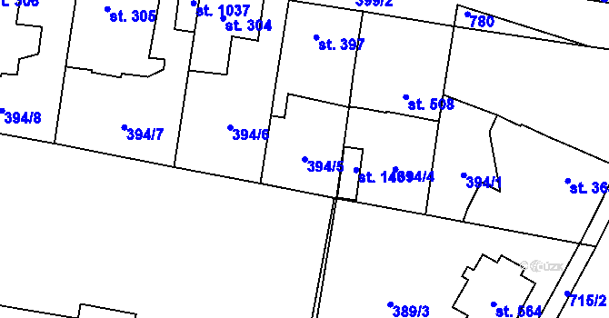 Parcela st. 394/5 v KÚ Slatiňany, Katastrální mapa
