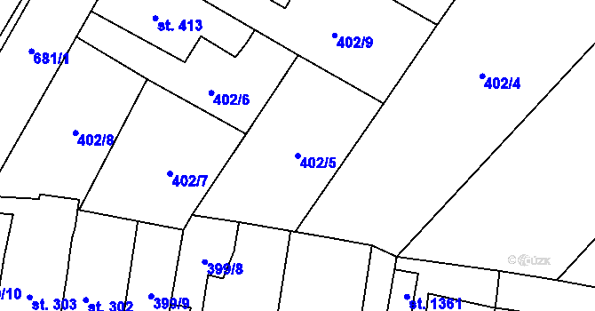 Parcela st. 402/5 v KÚ Slatiňany, Katastrální mapa
