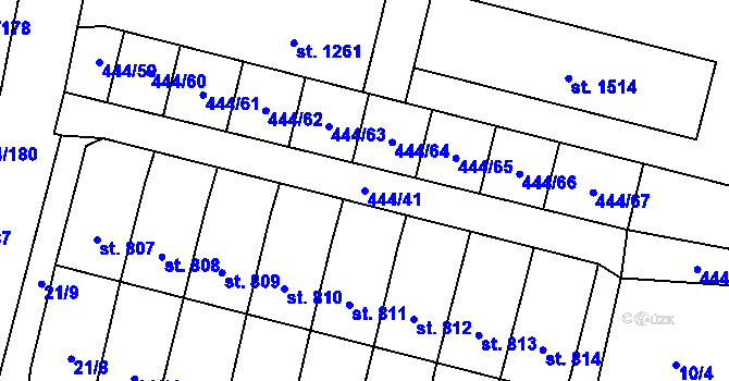 Parcela st. 444/41 v KÚ Slatiňany, Katastrální mapa