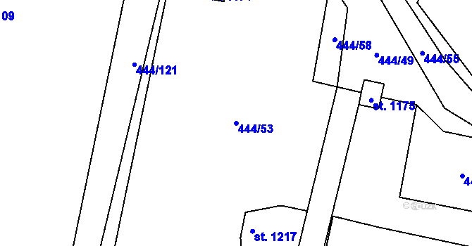 Parcela st. 444/53 v KÚ Slatiňany, Katastrální mapa