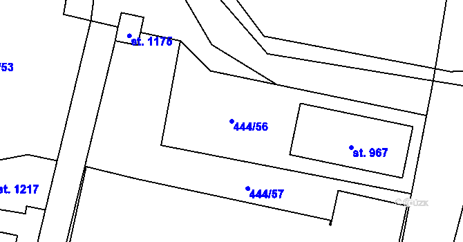 Parcela st. 444/56 v KÚ Slatiňany, Katastrální mapa