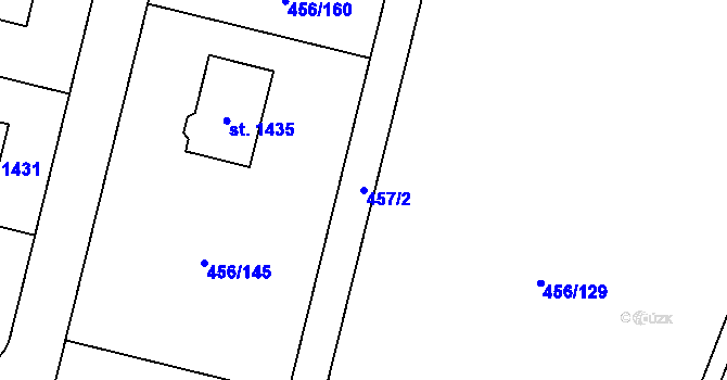 Parcela st. 457/2 v KÚ Slatiňany, Katastrální mapa