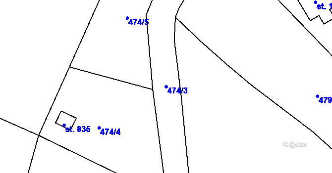 Parcela st. 474/3 v KÚ Slatiňany, Katastrální mapa