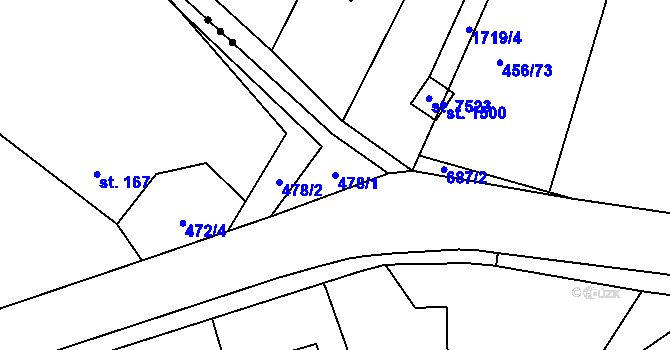 Parcela st. 478/1 v KÚ Slatiňany, Katastrální mapa