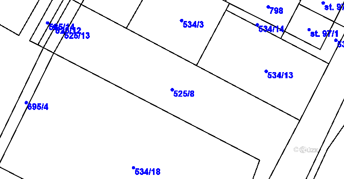 Parcela st. 525/8 v KÚ Slatiňany, Katastrální mapa