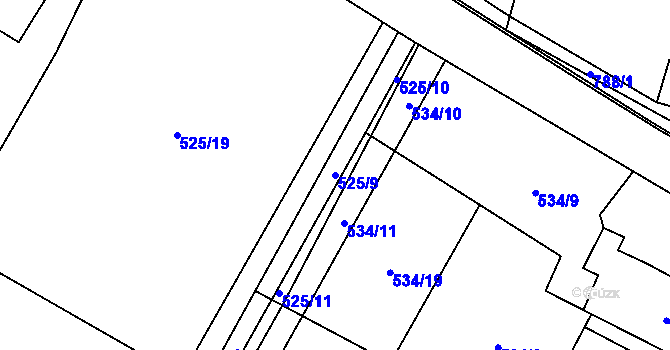Parcela st. 525/9 v KÚ Slatiňany, Katastrální mapa