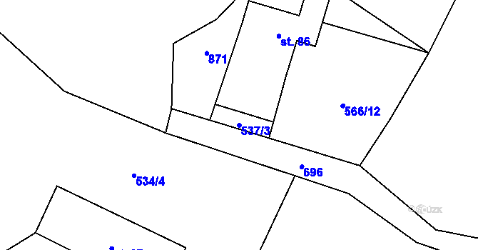 Parcela st. 537/3 v KÚ Slatiňany, Katastrální mapa