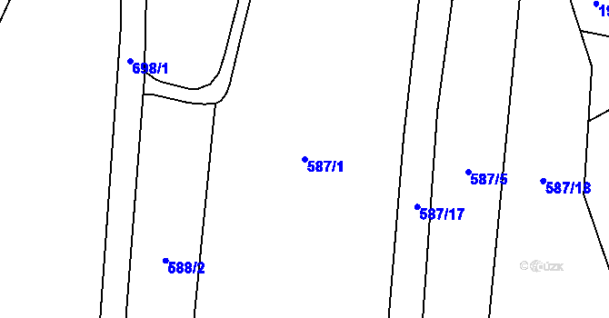 Parcela st. 587/1 v KÚ Slatiňany, Katastrální mapa