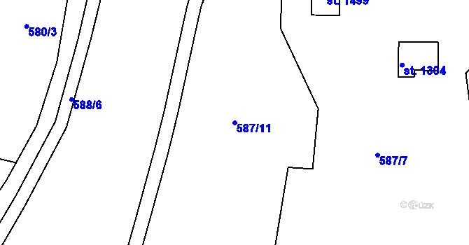 Parcela st. 587/11 v KÚ Slatiňany, Katastrální mapa