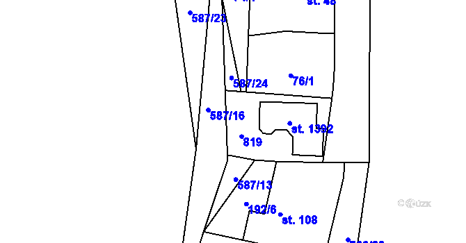 Parcela st. 587/12 v KÚ Slatiňany, Katastrální mapa