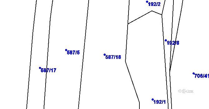 Parcela st. 587/18 v KÚ Slatiňany, Katastrální mapa