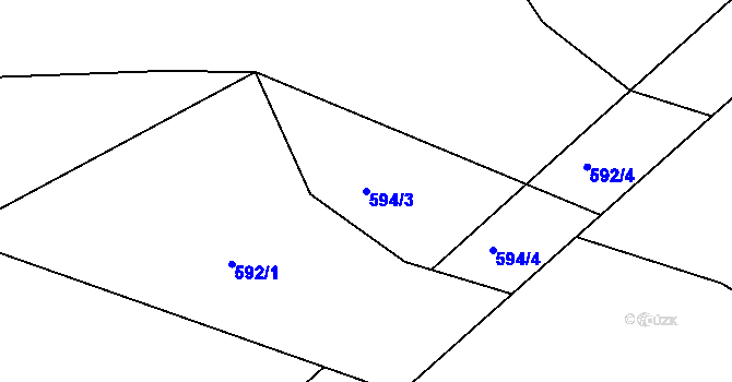 Parcela st. 594/3 v KÚ Slatiňany, Katastrální mapa