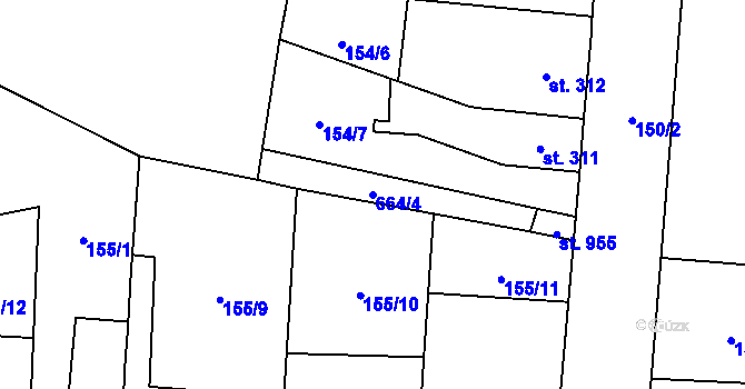 Parcela st. 664/4 v KÚ Slatiňany, Katastrální mapa
