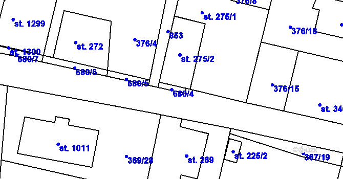 Parcela st. 680/4 v KÚ Slatiňany, Katastrální mapa