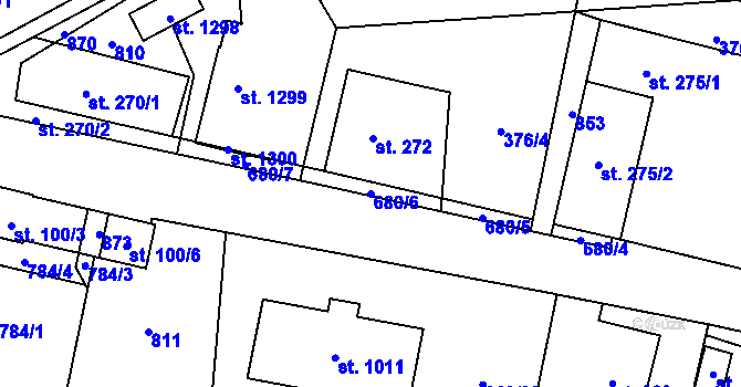 Parcela st. 680/6 v KÚ Slatiňany, Katastrální mapa