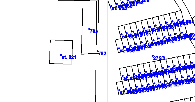 Parcela st. 792 v KÚ Slatiňany, Katastrální mapa