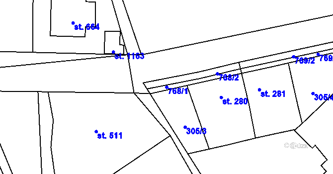 Parcela st. 768/1 v KÚ Slatiňany, Katastrální mapa