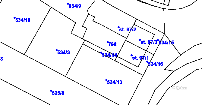 Parcela st. 534/14 v KÚ Slatiňany, Katastrální mapa