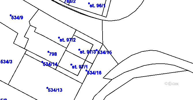 Parcela st. 534/15 v KÚ Slatiňany, Katastrální mapa