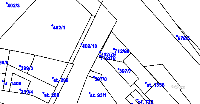 Parcela st. 712/79 v KÚ Slatiňany, Katastrální mapa