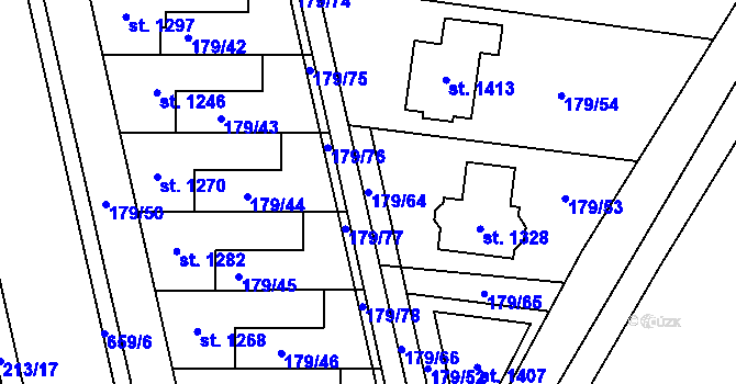 Parcela st. 179/64 v KÚ Slatiňany, Katastrální mapa