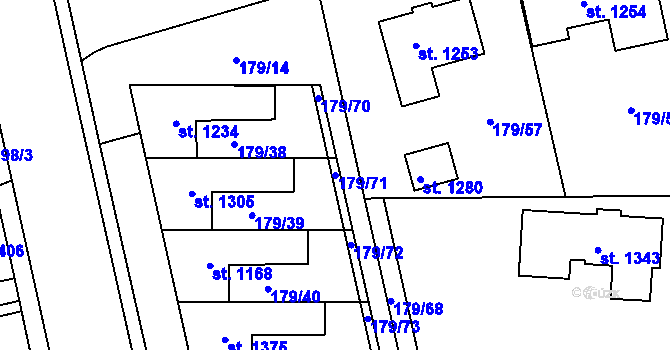 Parcela st. 179/71 v KÚ Slatiňany, Katastrální mapa