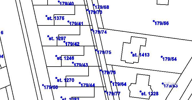 Parcela st. 179/75 v KÚ Slatiňany, Katastrální mapa