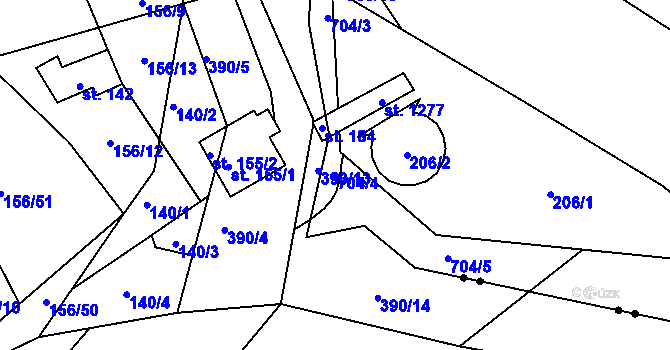 Parcela st. 704/4 v KÚ Slatiňany, Katastrální mapa