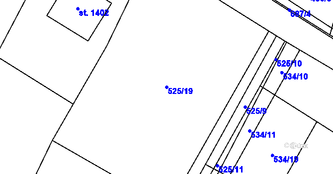 Parcela st. 525/19 v KÚ Slatiňany, Katastrální mapa
