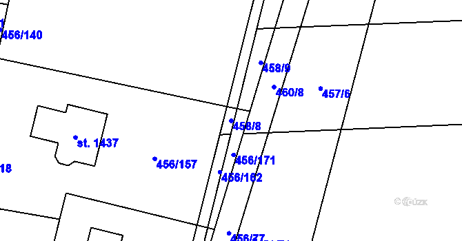 Parcela st. 458/8 v KÚ Slatiňany, Katastrální mapa