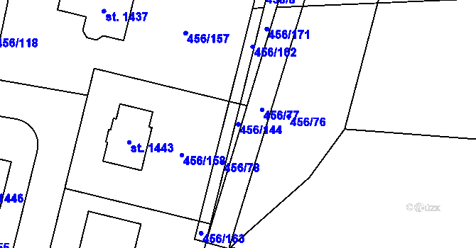 Parcela st. 456/144 v KÚ Slatiňany, Katastrální mapa