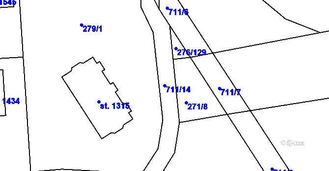 Parcela st. 711/14 v KÚ Slatiňany, Katastrální mapa