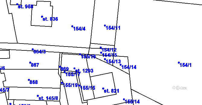 Parcela st. 154/15 v KÚ Slatiňany, Katastrální mapa