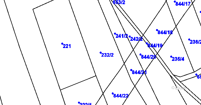 Parcela st. 232/2 v KÚ Slatiňany, Katastrální mapa