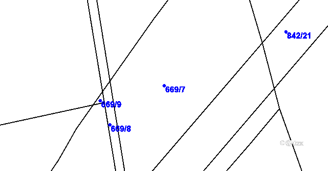 Parcela st. 669/7 v KÚ Slatiňany, Katastrální mapa