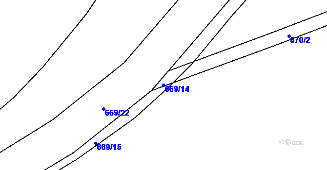 Parcela st. 669/14 v KÚ Slatiňany, Katastrální mapa