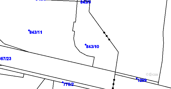 Parcela st. 843/10 v KÚ Slatiňany, Katastrální mapa