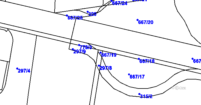 Parcela st. 667/19 v KÚ Slatiňany, Katastrální mapa