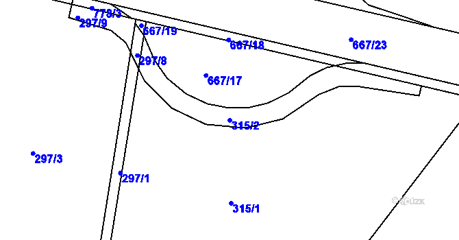 Parcela st. 315/2 v KÚ Slatiňany, Katastrální mapa