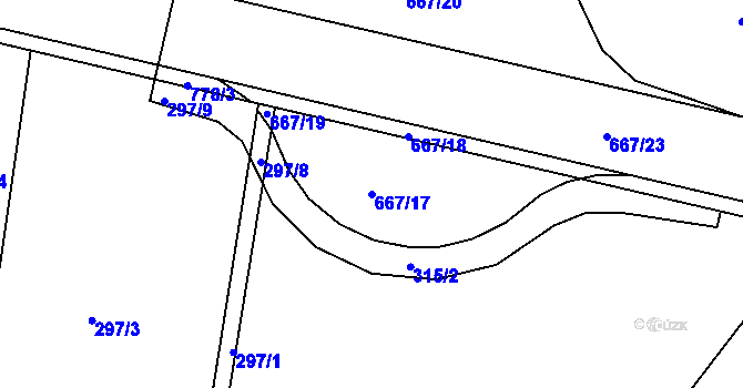 Parcela st. 667/17 v KÚ Slatiňany, Katastrální mapa