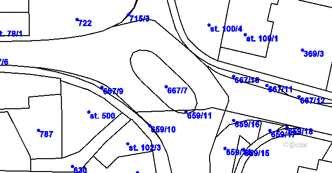 Parcela st. 667/7 v KÚ Slatiňany, Katastrální mapa