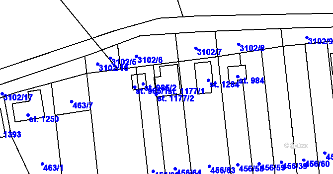 Parcela st. 1177/1 v KÚ Slatiňany, Katastrální mapa