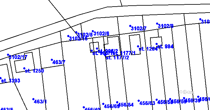 Parcela st. 1177/2 v KÚ Slatiňany, Katastrální mapa