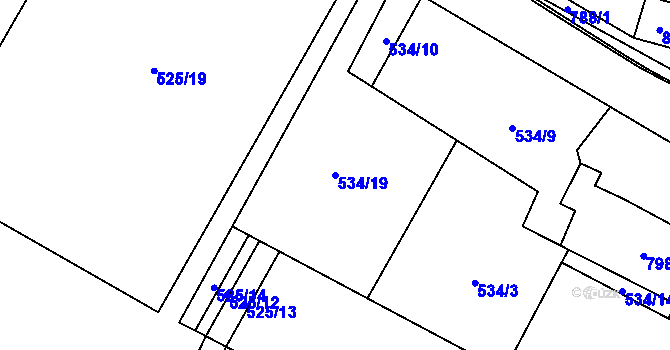 Parcela st. 534/19 v KÚ Slatiňany, Katastrální mapa