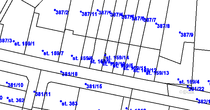 Parcela st. 159/14 v KÚ Slatiňany, Katastrální mapa