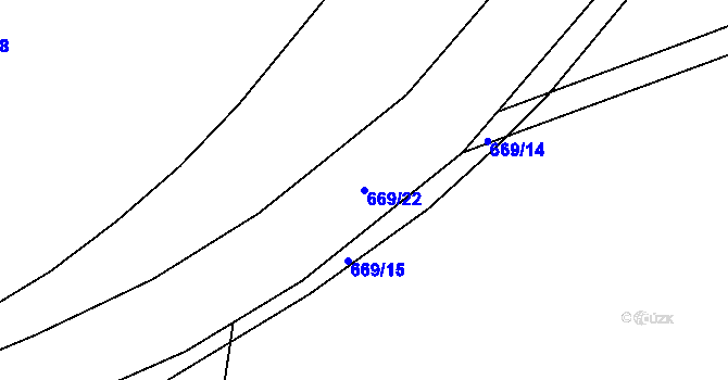 Parcela st. 669/22 v KÚ Slatiňany, Katastrální mapa