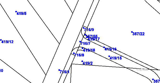 Parcela st. 716/7 v KÚ Slatiňany, Katastrální mapa